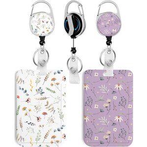 2 Pack ID Badge Holder Retractable Badge Reel Clip Keychain Heavy Duty School Of